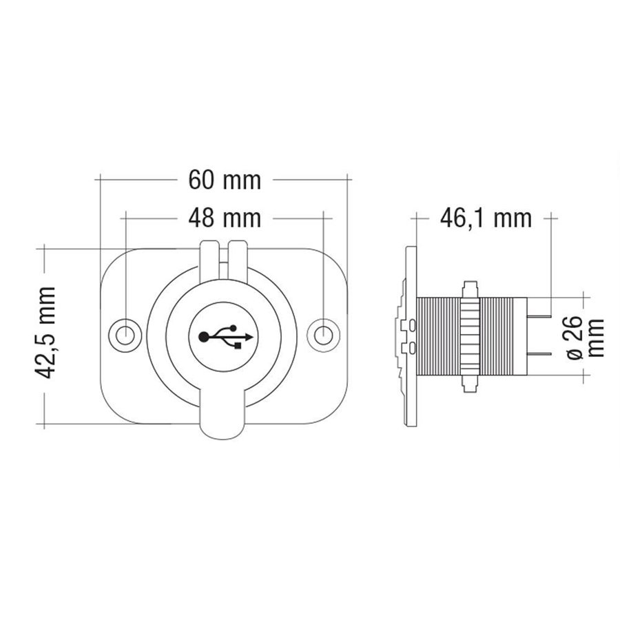 Doppia presa USB da incasso 5V/1A - 5V/2.1A