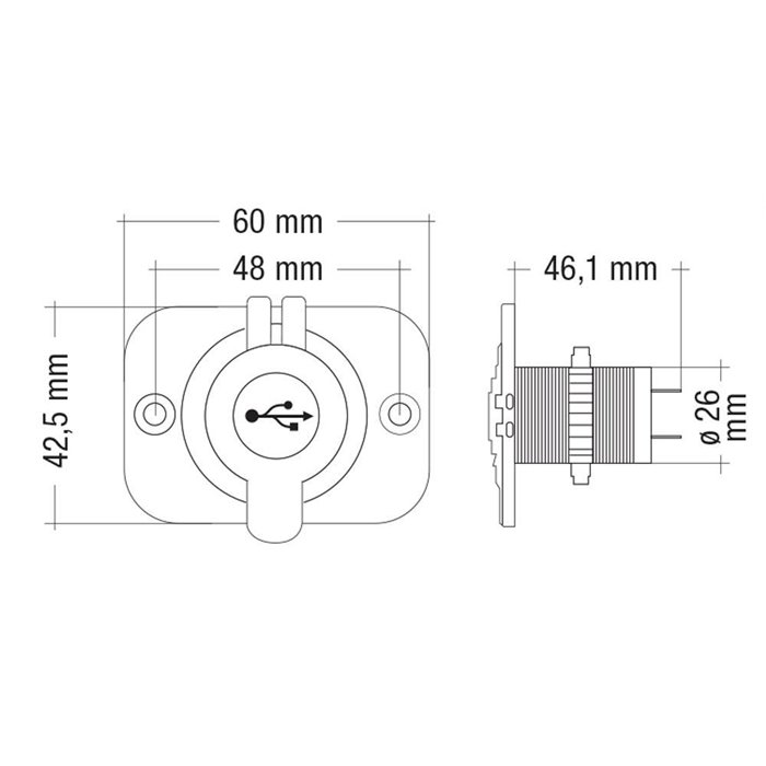 Doppia presa USB da incasso 5V/1A - 5V/2.1A