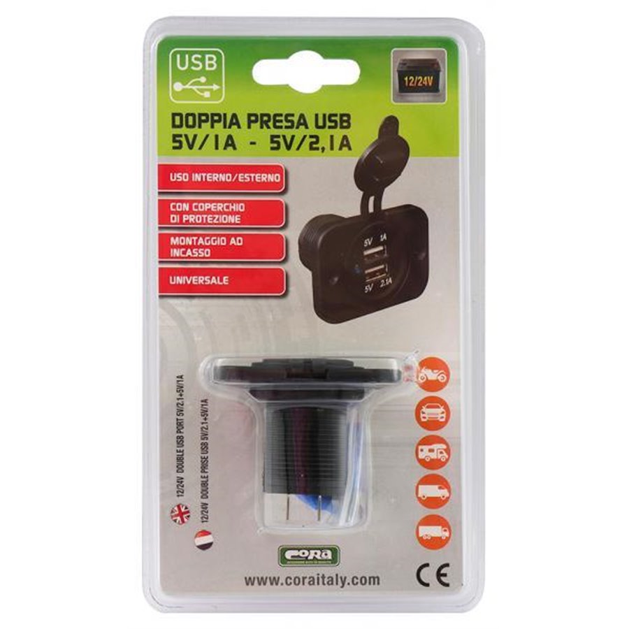 Doppia presa USB da incasso 5V/1A - 5V/2.1A