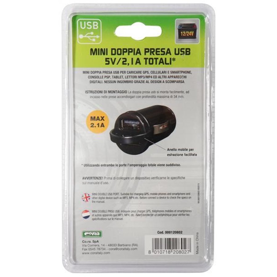 Mini doppia presa USB 5V/2.1A