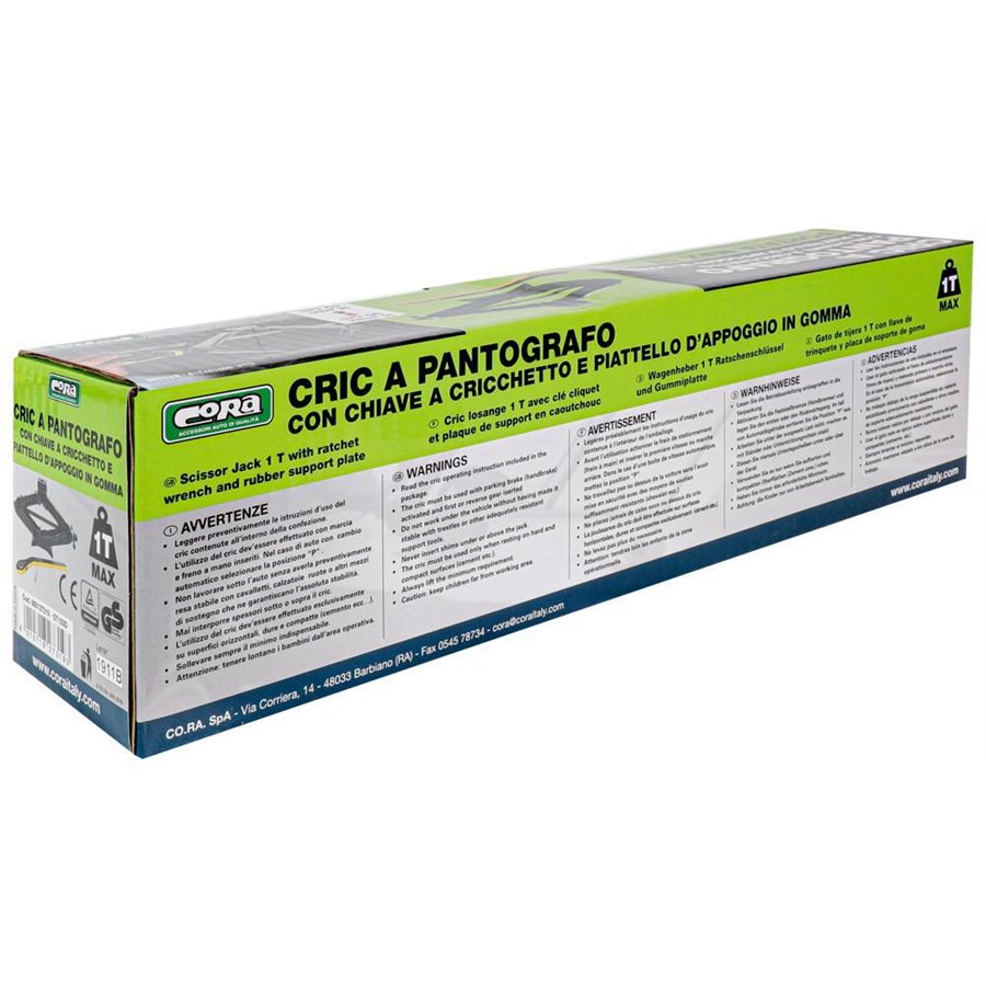 Cric a pantografo 1 t con chiave a cricchetto