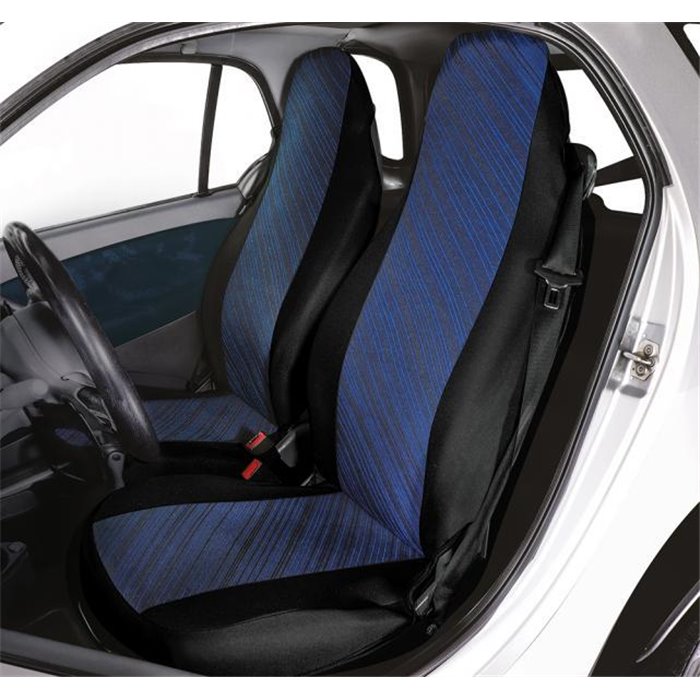 Coprisedili anteriori personalizzati Smart Fortwo tess. misto cotone blu/nero