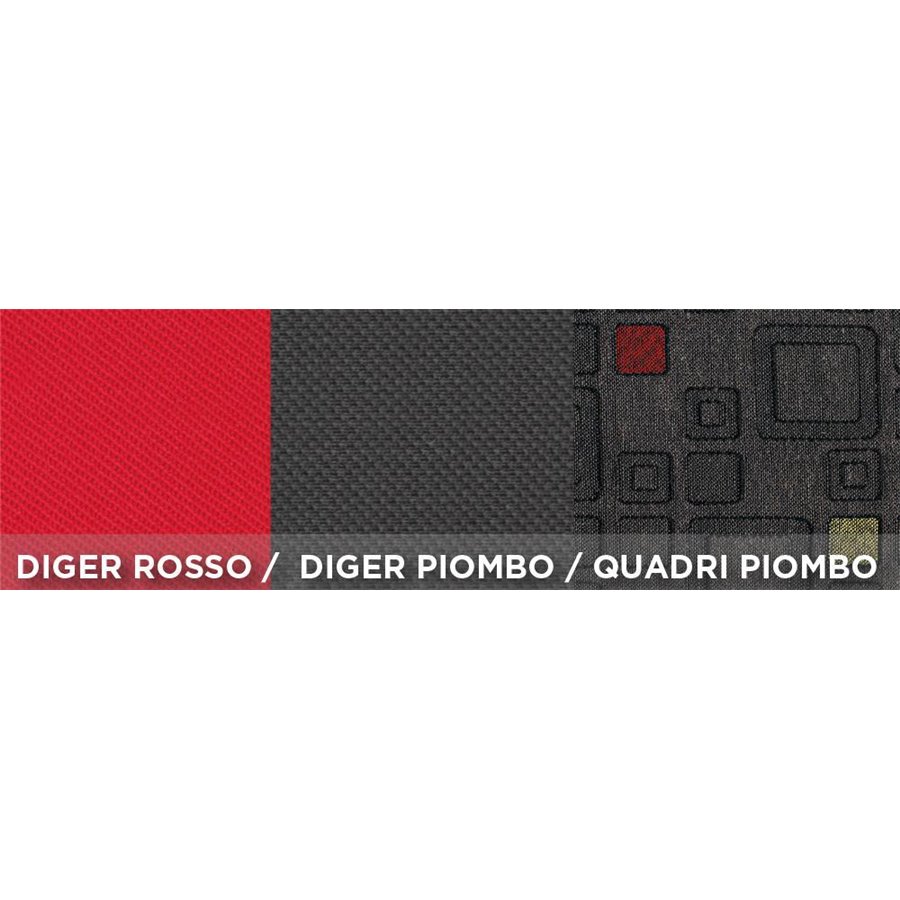 Serie completa coprisedili personalizzati Fiat Panda 12 4 posti post. intero tess. misto cotone quadri grigio/rosso