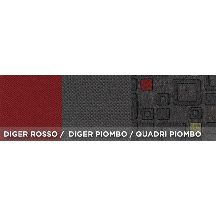 Serie completa coprisedili personalizzati Fiat Panda 12 4 posti post. diviso tess. misto cotone quadri grigio/rosso