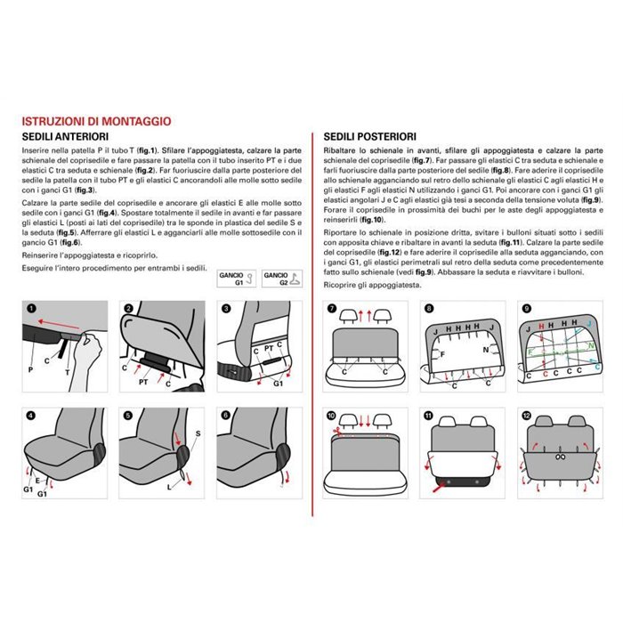 Serie completa coprisedili personalizzati Fiat 500 07  post. intero tess. misto cotone grigio/panna