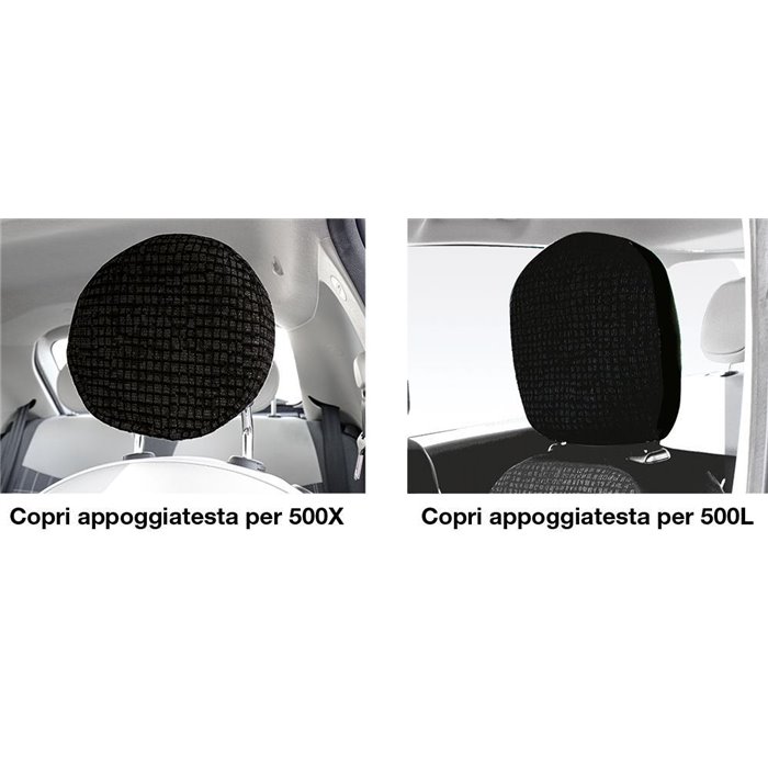 Coprisedili anteriori personalizzati Fiat 500X-500L tess. misto cotone mosaico nero