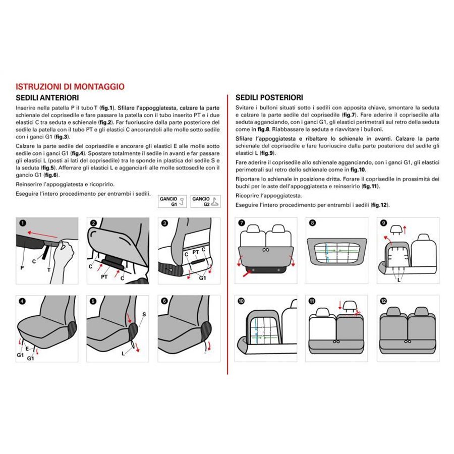 Serie completa coprisedili personalizzati Fiat 500X tess. misto cotone mosaico nero