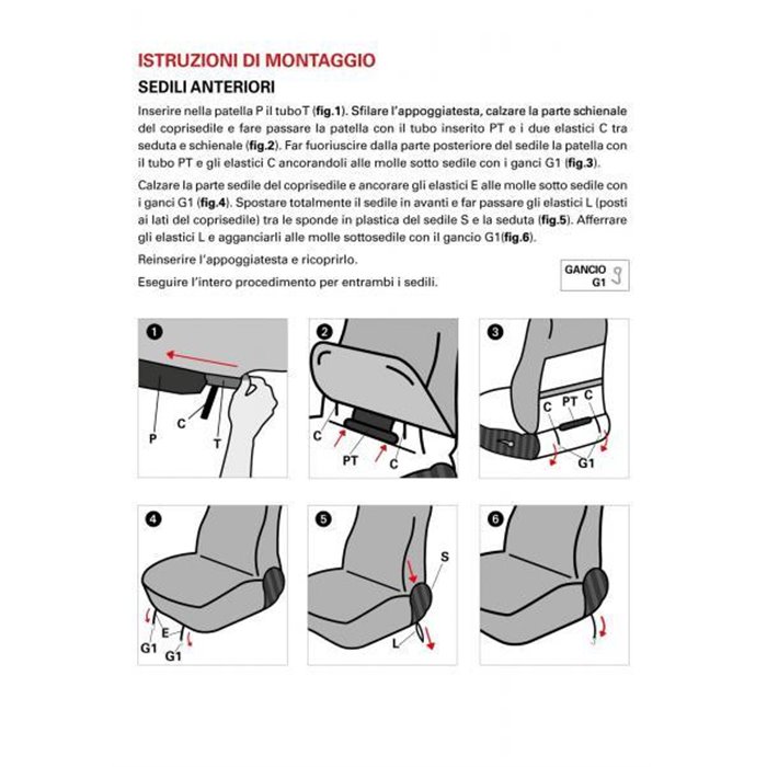 Coprisedili anteriori personalizzati Fiat 500X e 500L tess. antracite/grigio piombo