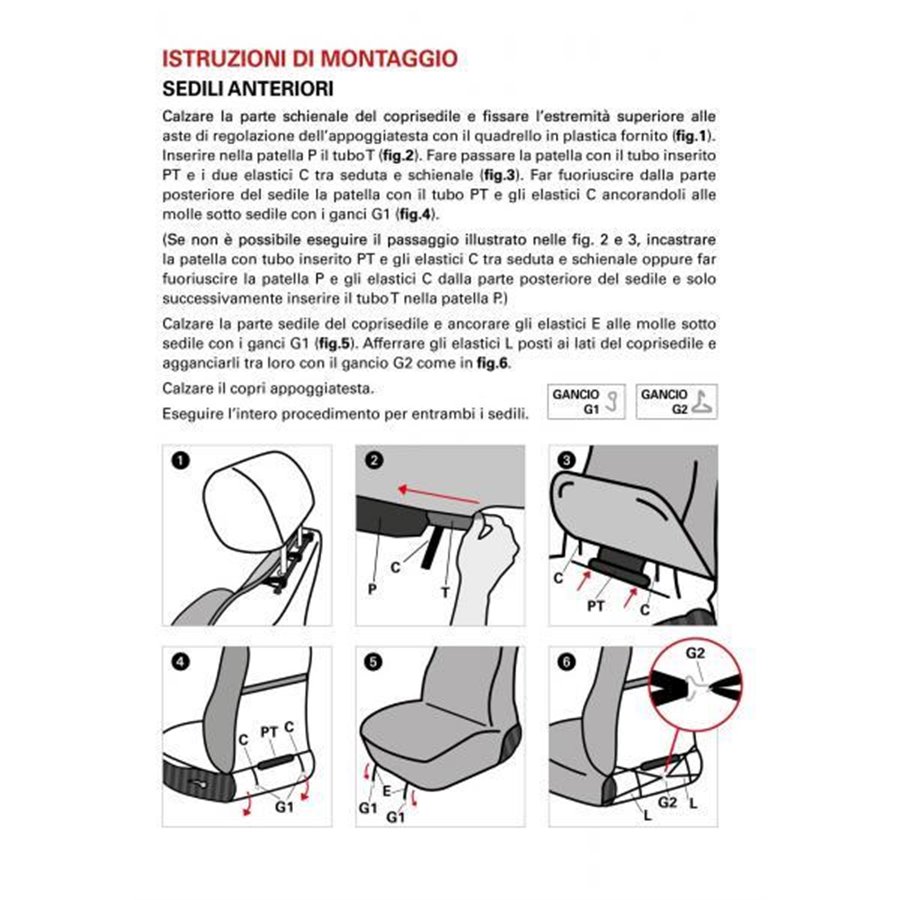 Coprisedili anteriori Rapid tg. universale tess. cotone trapuntato avio