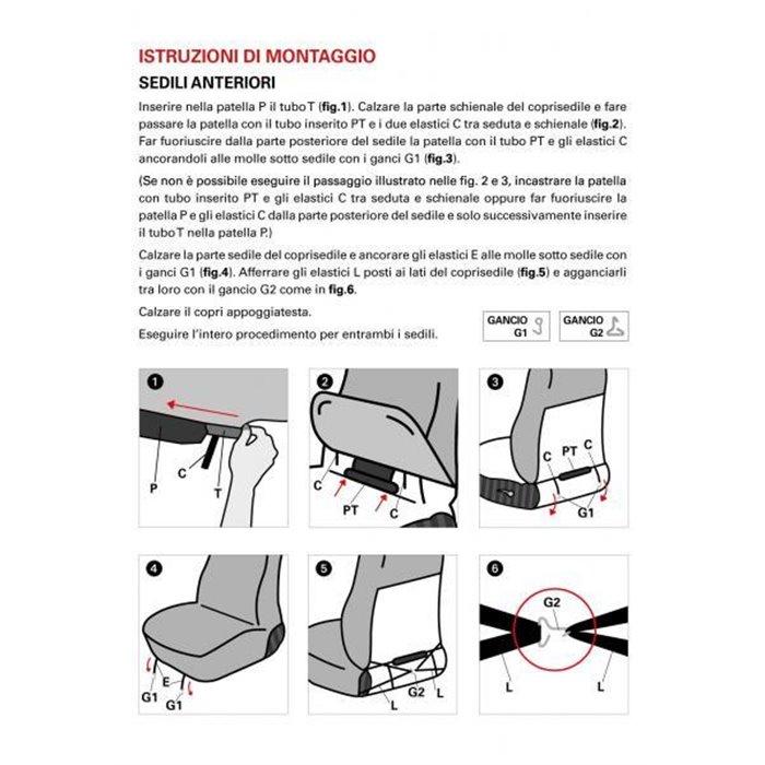 Coprisedili anteriori Fast&Smart tg. media tess. misto cotone avio/nero