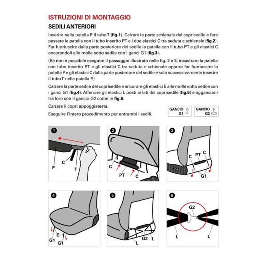 Coprisedili anteriori Fast&Smart tg. media tess. misto cotone avio/nero