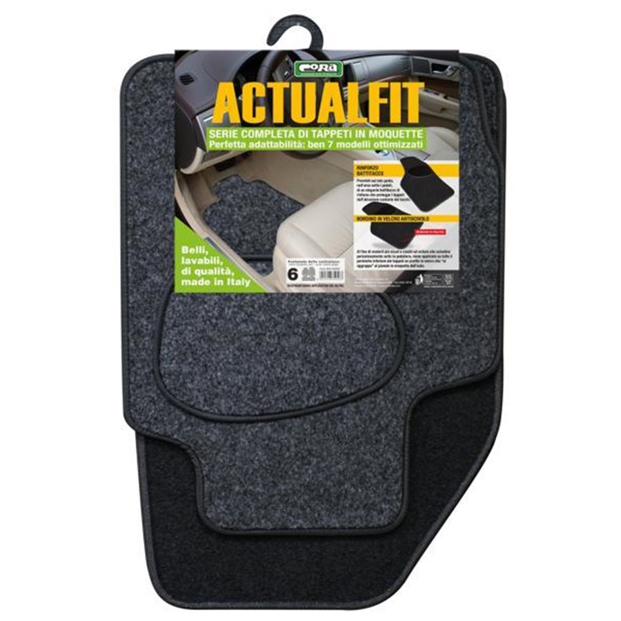 Set 4 tappeti moquette Actualfit grigio mod. 6