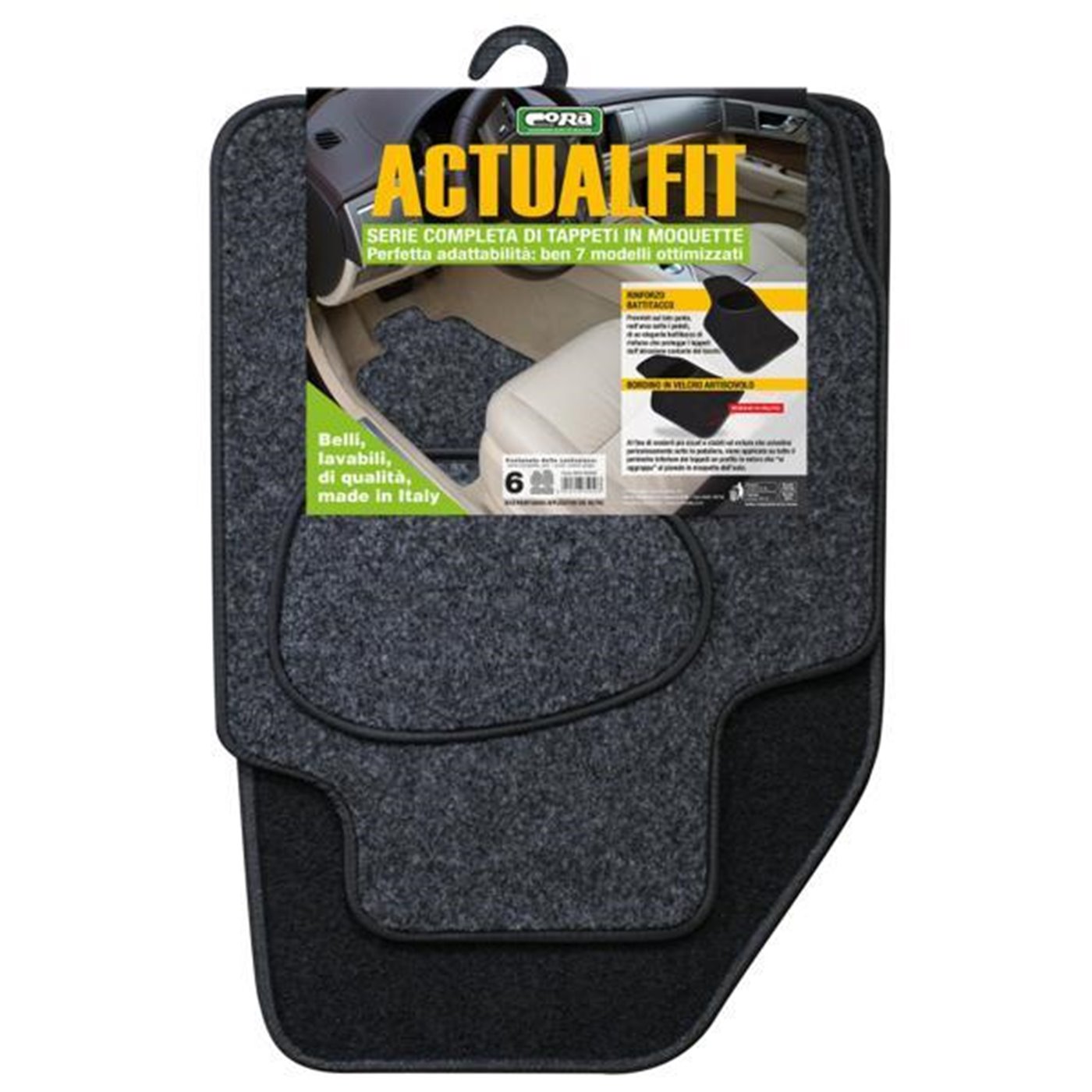 Set 4 tappeti moquette Actualfit grigio mod. 6