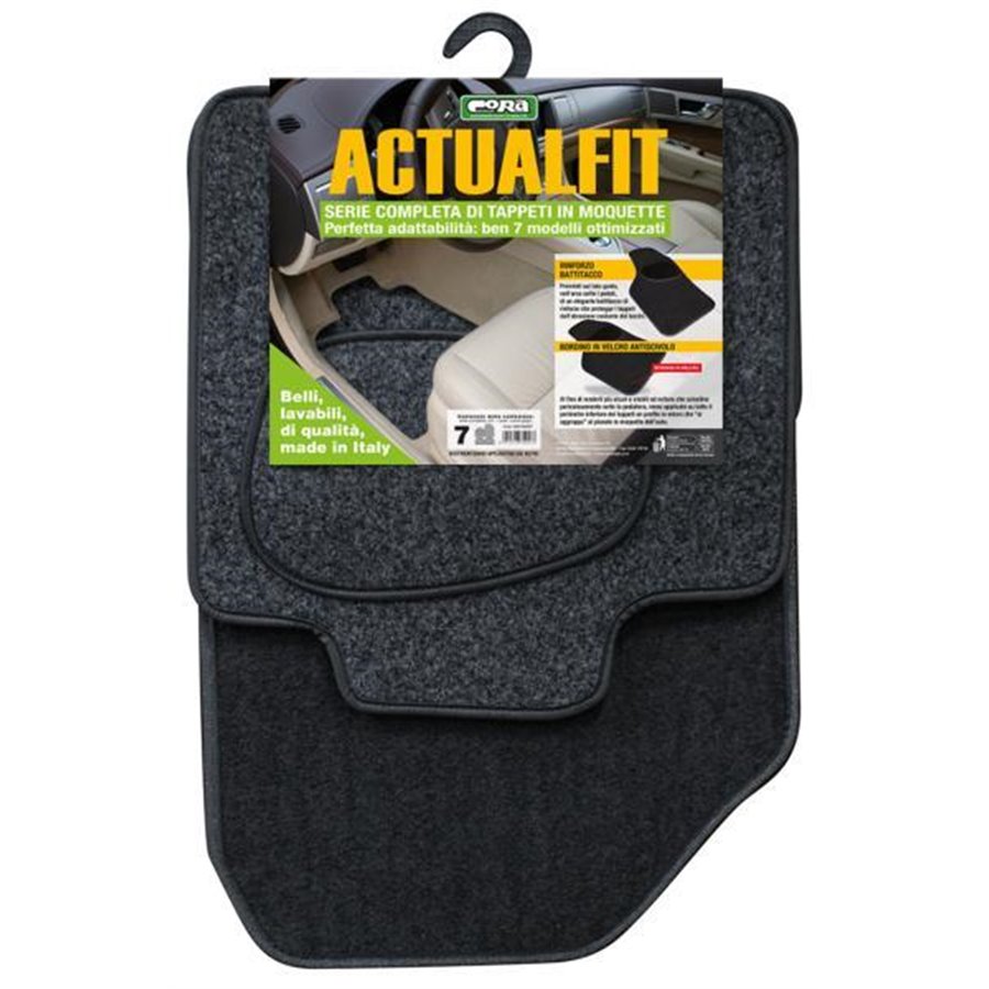 Set 4 tappeti moquette Actualfit grigio mod. 7