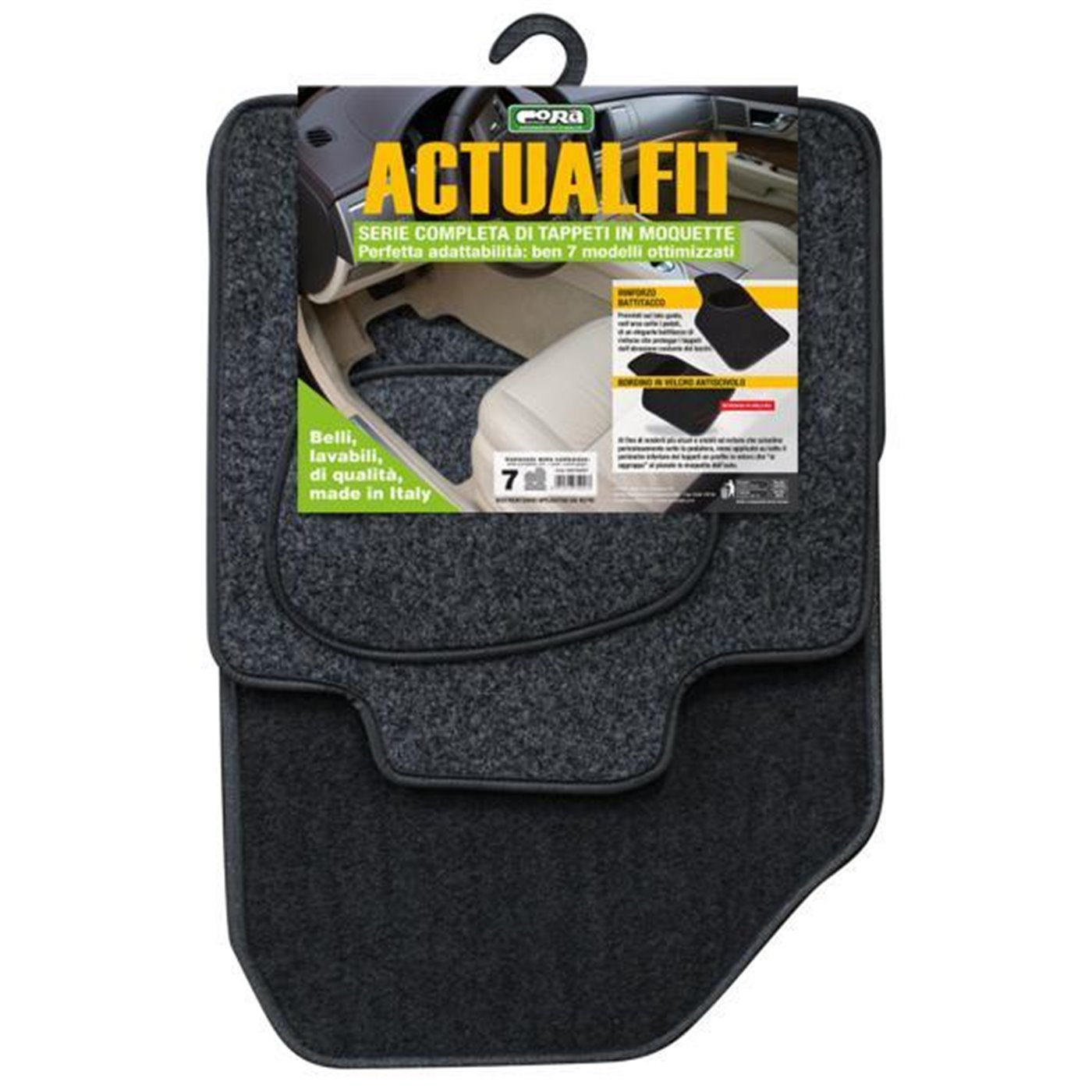 Set 4 tappeti moquette Actualfit grigio mod. 7