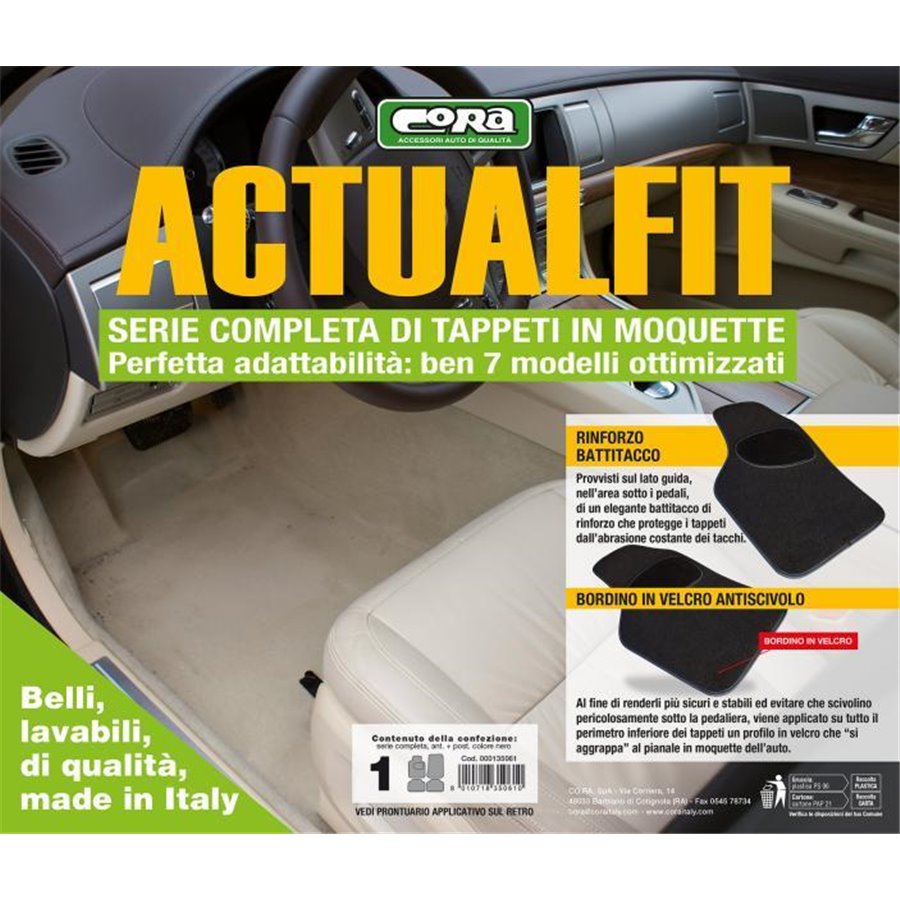 Set 4 tappeti moquette Actualfit nero mod. 1