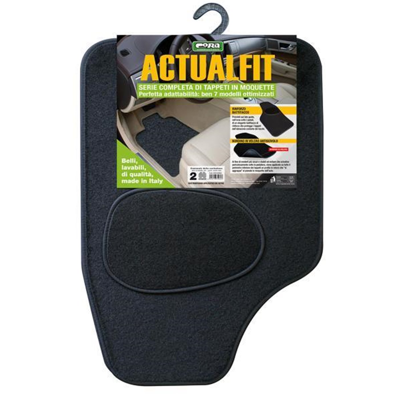 Set 4 tappeti moquette Actualfit nero mod. 2