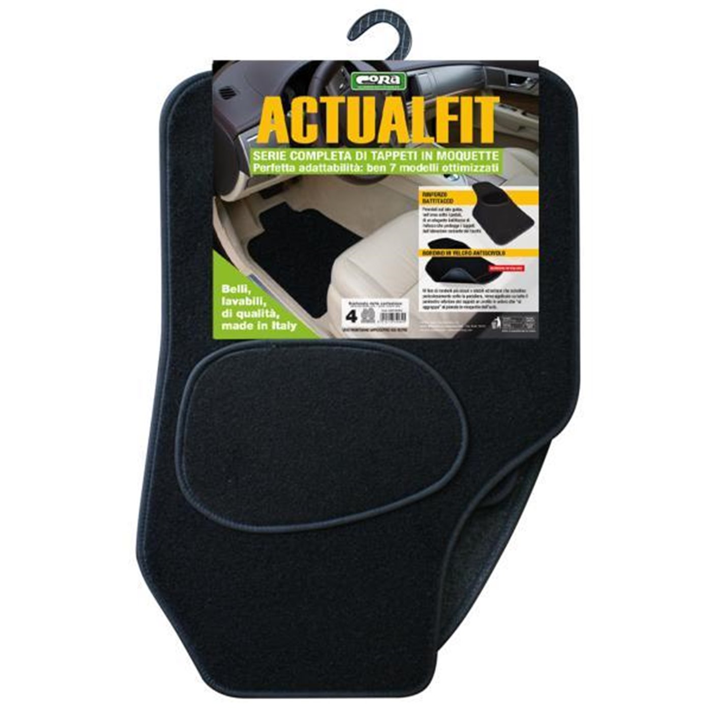 Set 4 tappeti moquette Actualfit nero mod. 4