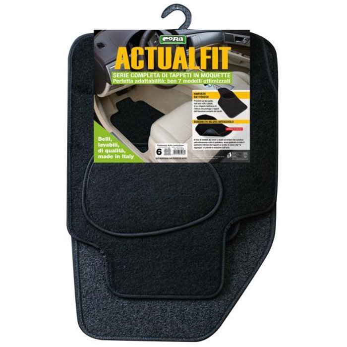 Set 4 tappeti moquette Actualfit nero mod. 6