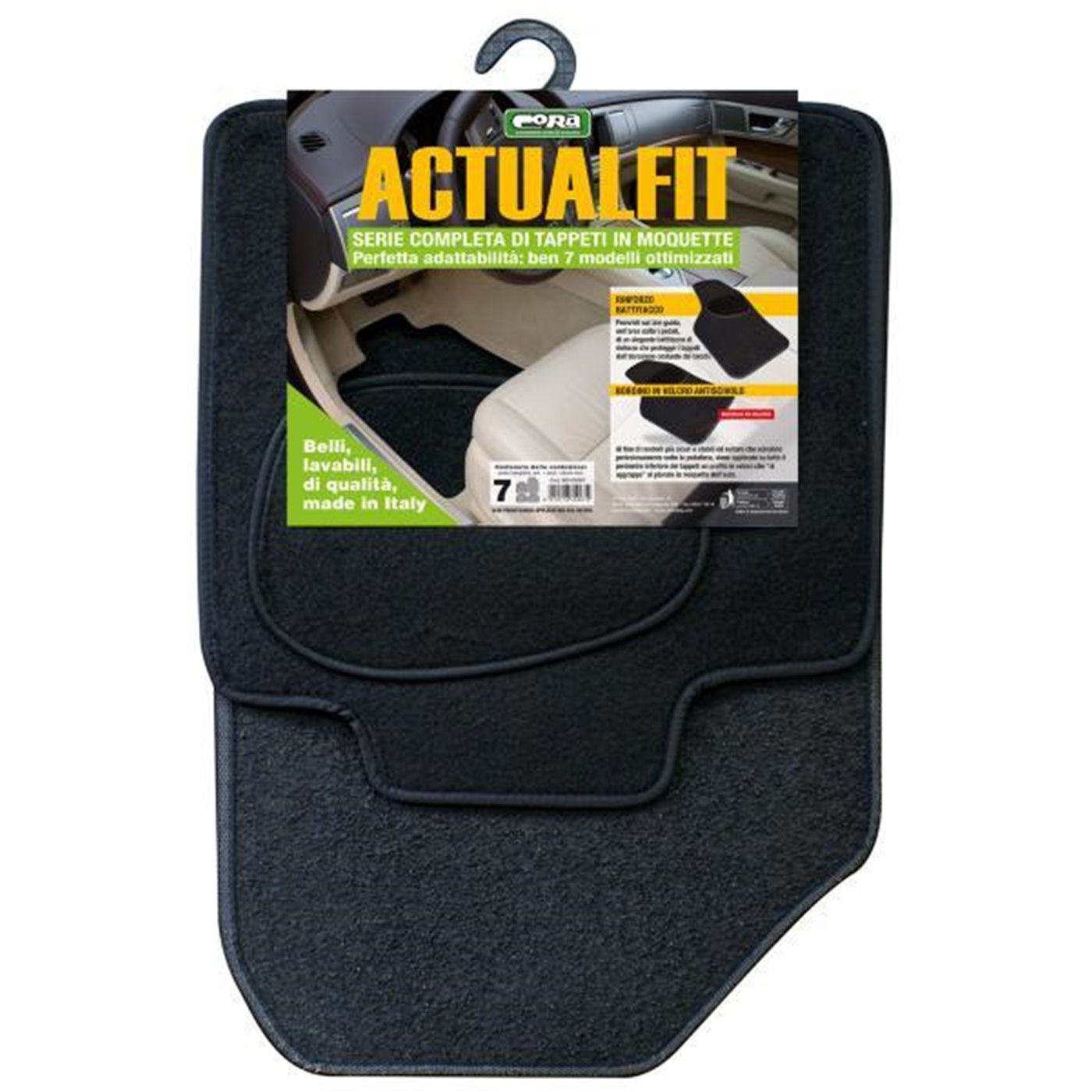 Set 4 tappeti moquette Actualfit nero mod. 7