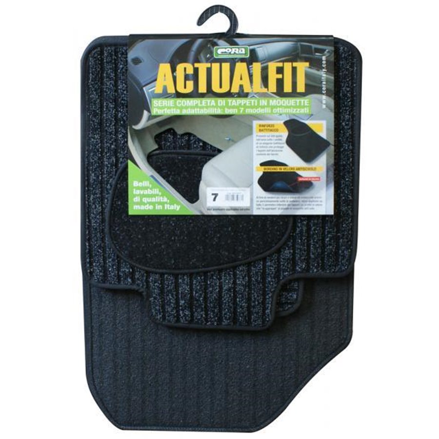 Set 4 tappeti moquette Actualfit antracite a coste mod. 7