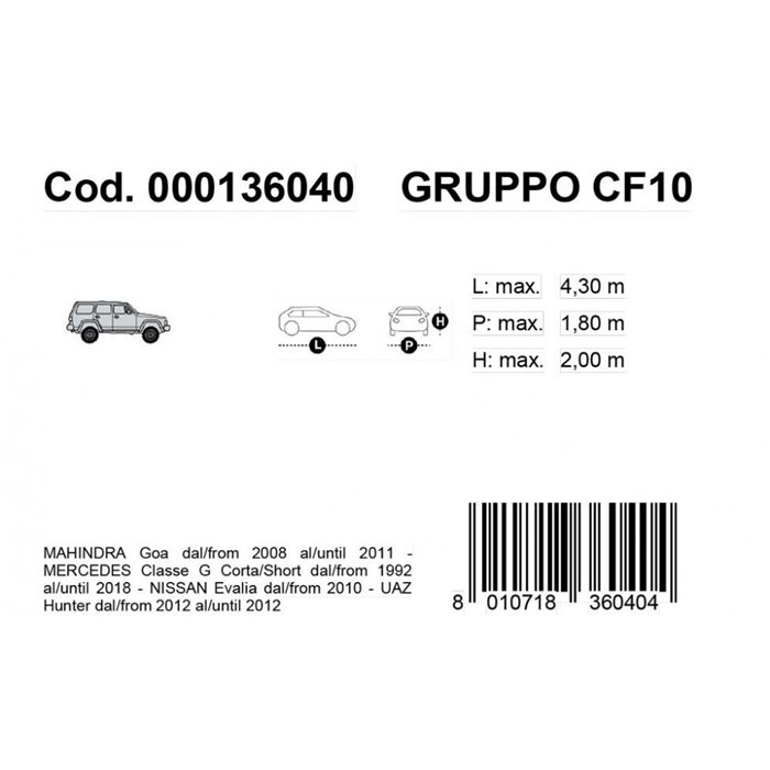 Copriauto Gabardine Car mod. VAN 10