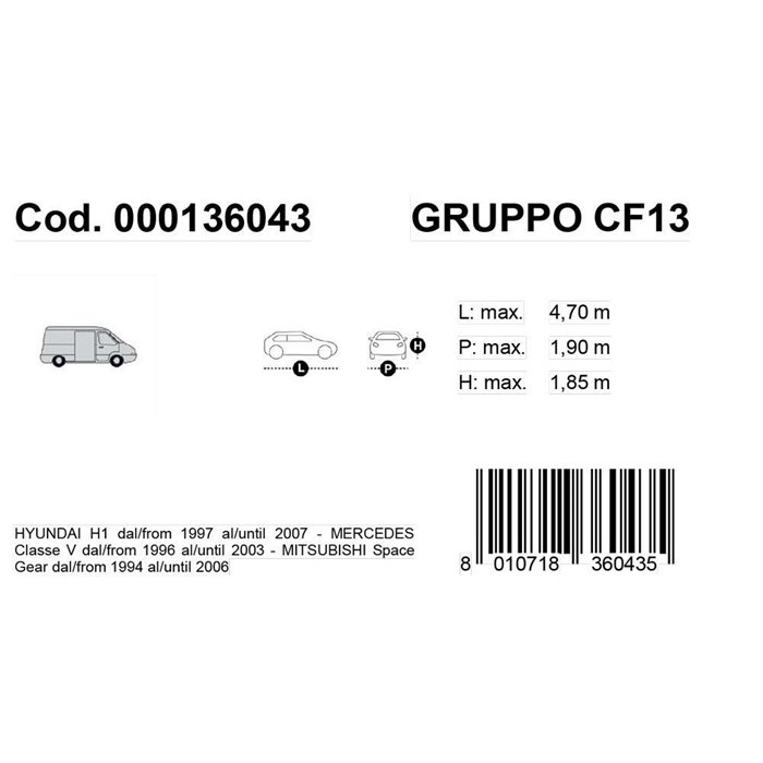 Copriauto Gabardine Car mod. VAN 13