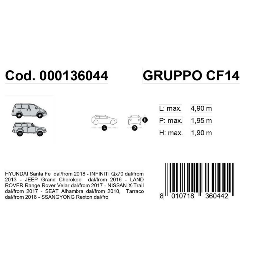 Copriauto Gabardine Car mod. VAN 14