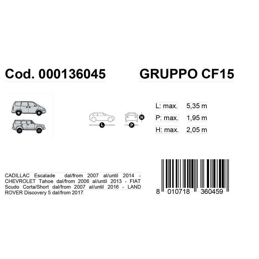 Copriauto Gabardine Car mod. VAN 15