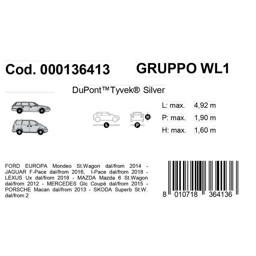 Copriauto Topcover Silver mod. WL1