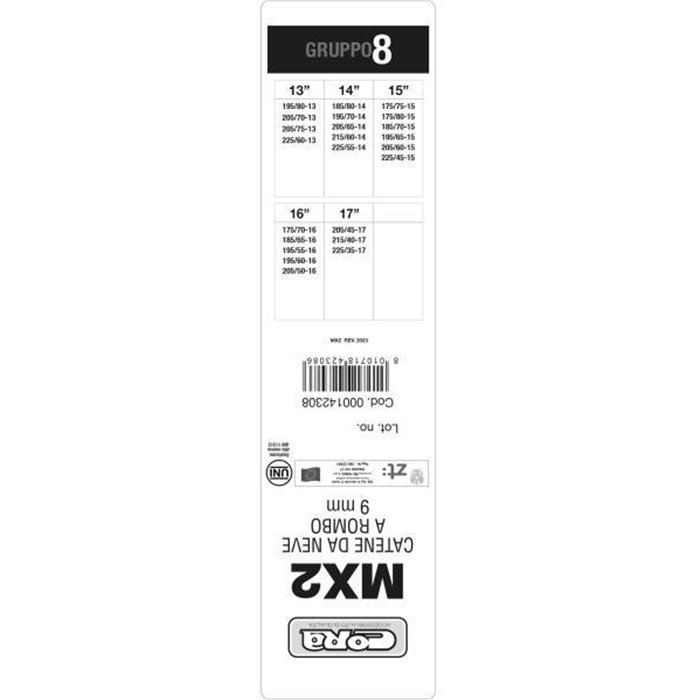 Catene neve automatiche MX2 9 mm gruppo 8