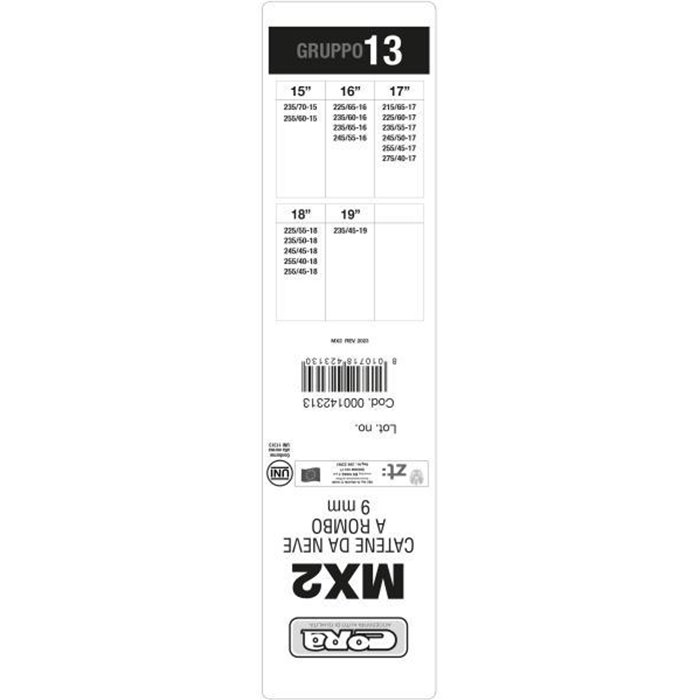 Catene neve automatiche MX2 9 mm gruppo 13