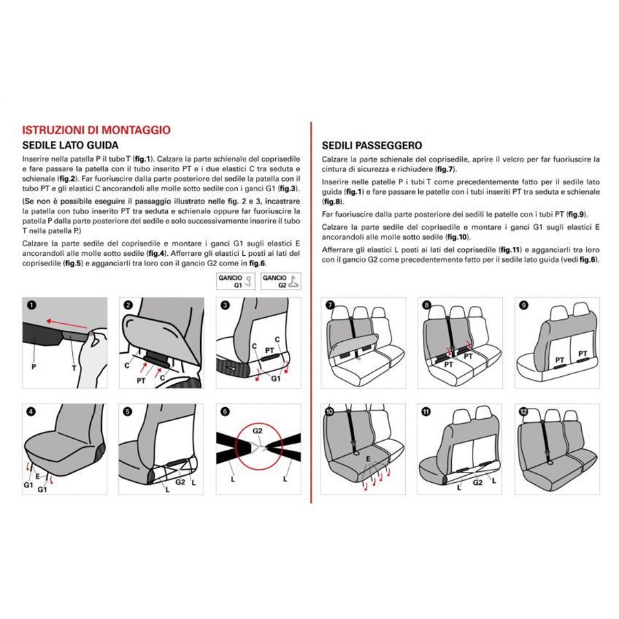 Coprisedili per furgoni tg. SP24 tess. cotone trapuntato antracite