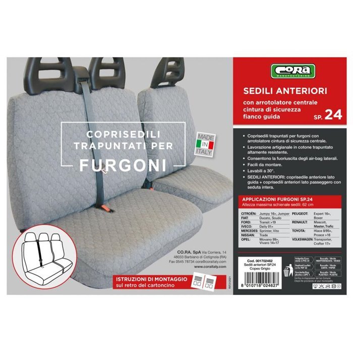 Coprisedili per furgoni tg. SP24 tess. cotone trapuntato grigio