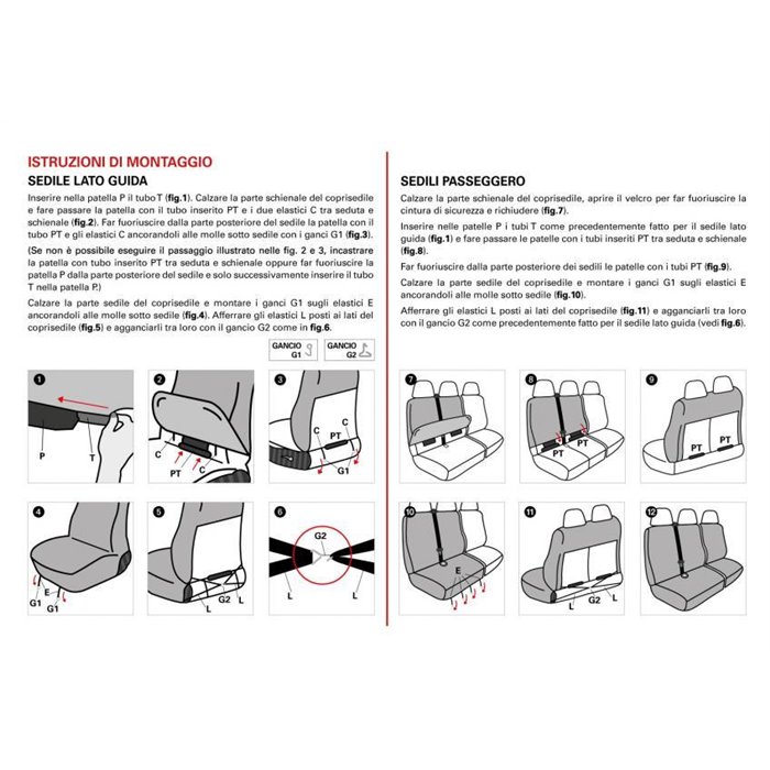 Coprisedili per furgoni tg. SP24 tess. cotone trapuntato nero