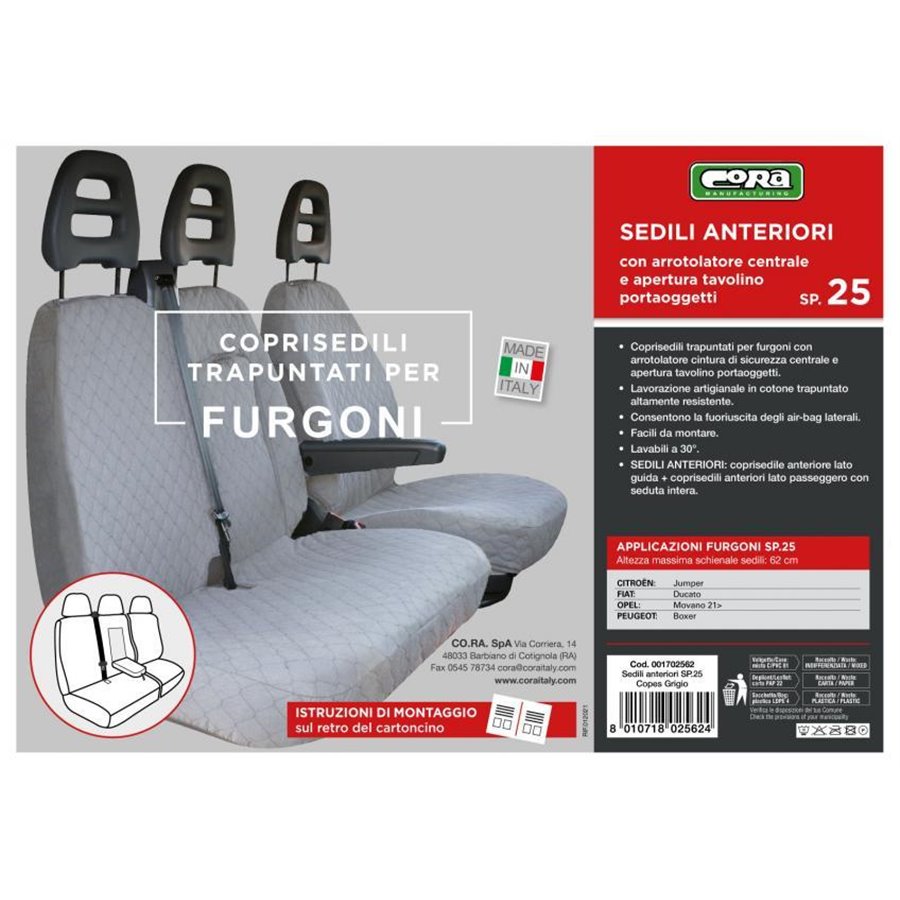 Coprisedili per furgoni tg. SP25 tess. cotone trapuntato grigio