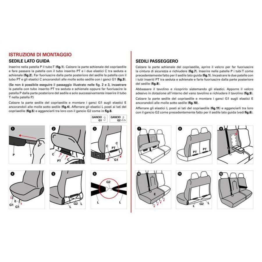 Coprisedili per furgoni tg. SP25 tess. cotone trapuntato nero