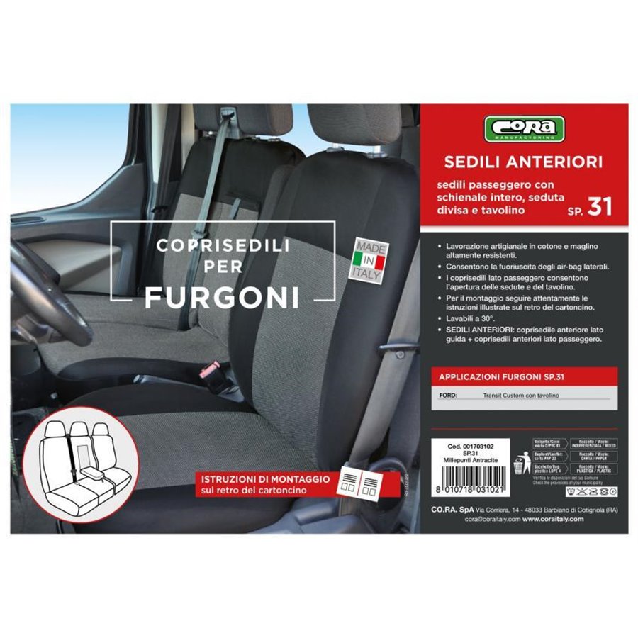 Coprisedili per furgoni tg. SP31 tess. misto cotone nero