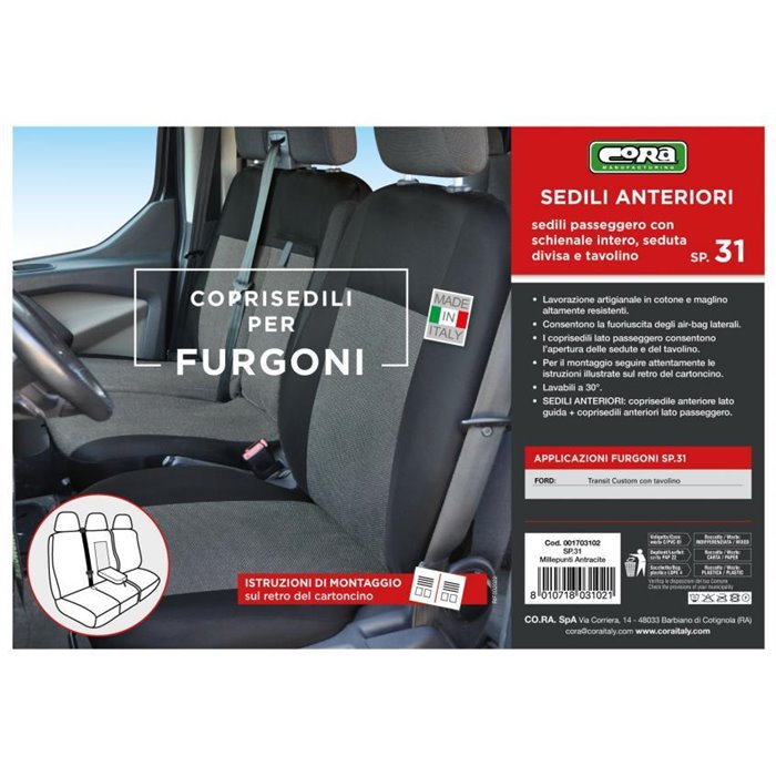 Coprisedili per furgoni tg. SP31 tess. misto cotone nero