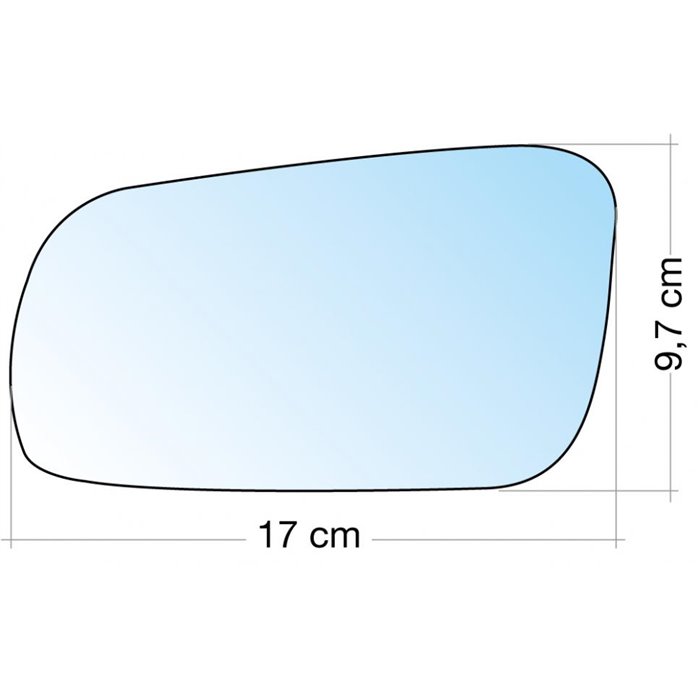 SPECCHIO C/PIASTRA SX AZZ. CURVO TERM. AUDI A3 01, A4 99, A6/A8 00-VW BORA, GOLF IV