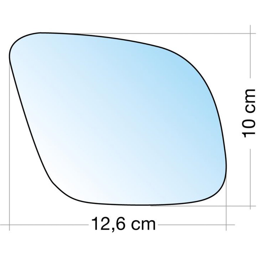 SPECCHIO C/PIASTRA DX PICCOLO AZZ. CURVO AUDI A3 0103, A4 9900, A6 0004, A8 0002