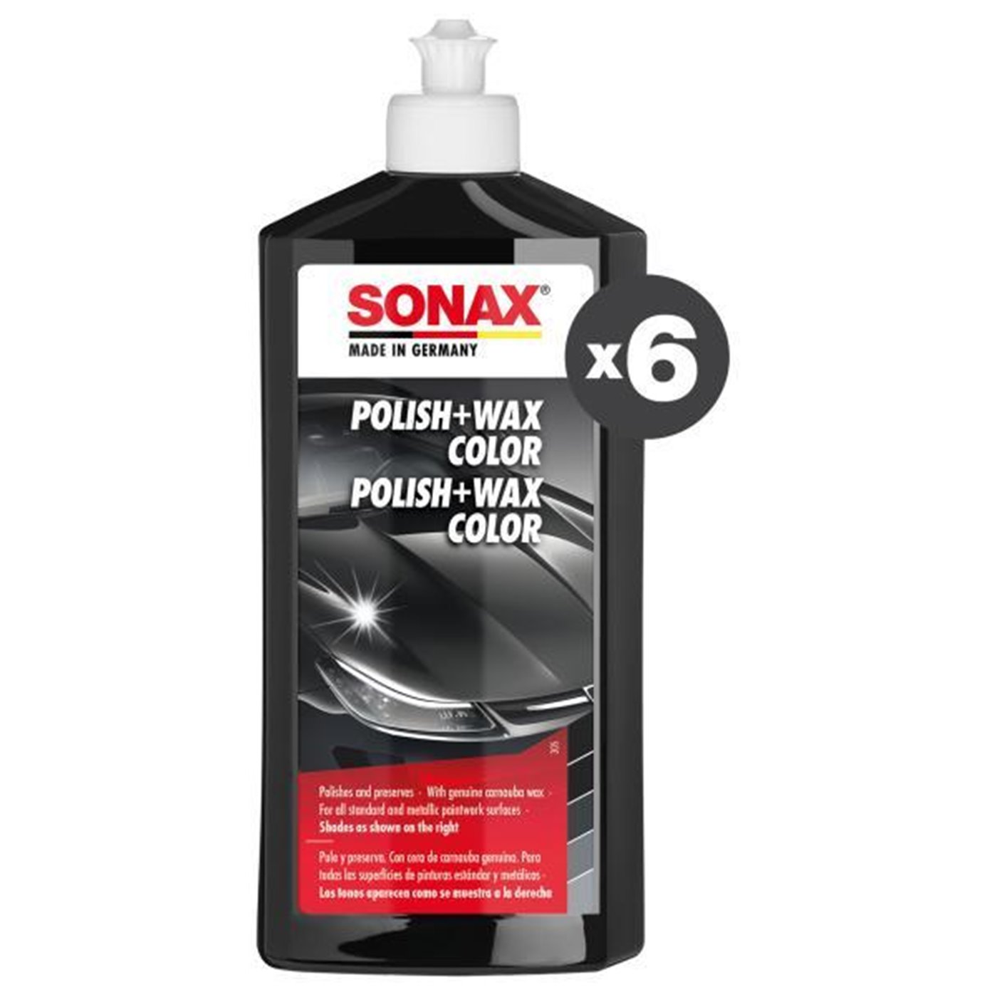 Conf. 6 pz Polish e cera per auto colore nero 500 mL