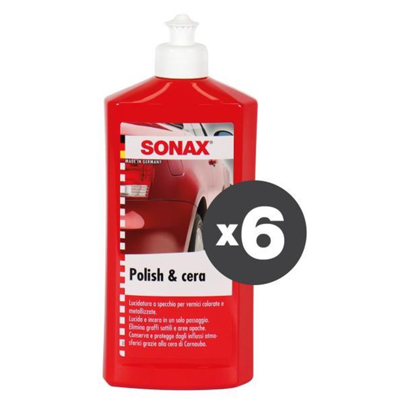 Conf. 6 pz Polish e cera per auto 500 mL