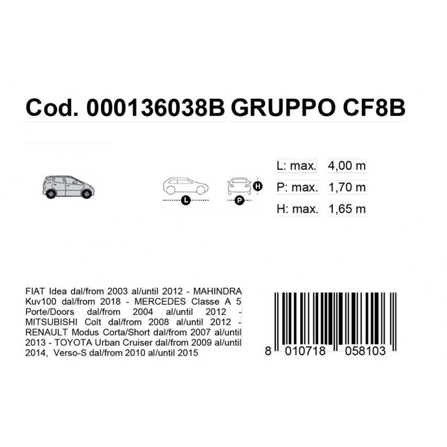 Copriauto Gabardine Car mod. VAN 8B