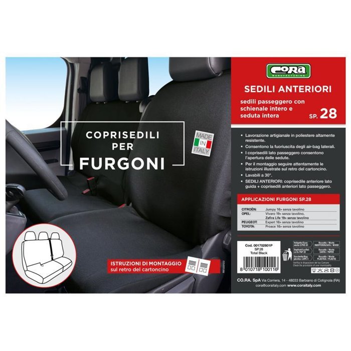 Coprisedili per furgoni tg. SP28 seduta intera tess. poliestere nero