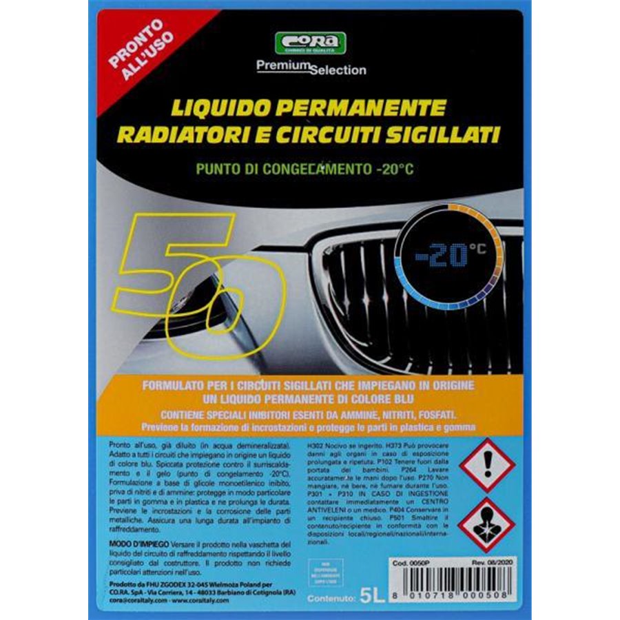 Liquido permanente radiatori e circuiti sigillati -20°C blu 5 L