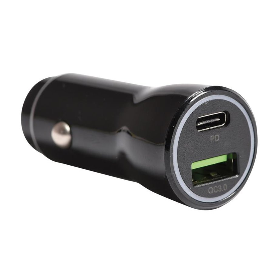 Conf. 10 pz Caricatore da auto 1 usb/type-C Quickcharge nero