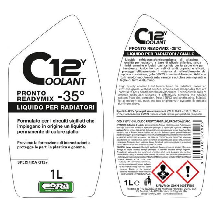 Coolant 12Y giallo pronto -35° 1 L