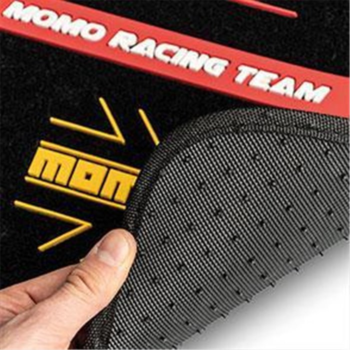 Set 4 tappeti in moquette Racing nero/rosso