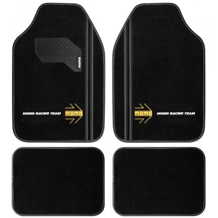 Set 4 tappeti in moquette Sport nero/nero